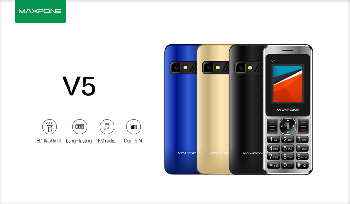 Maxfone V5 – Shining LED lights, Powerful endurance